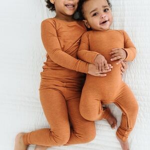 Gently used! Little Sleepies Ribbed Heather Spice Crescent Zippy Newborn